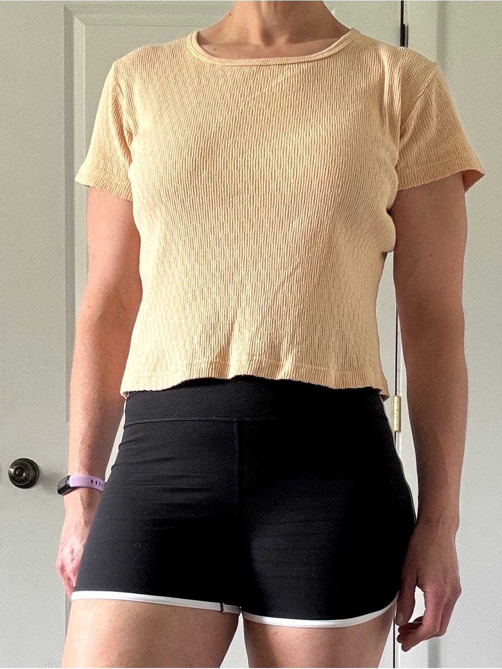 Charter Club Ribbed Pale Yellow Crew Neck 100% Cotton Tee Medium